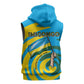Rwanda Sleeveless Zip Hoodie with Imigongo Spiraling Flag Hand Wave Time Spirit - African Pride