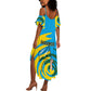 Rwanda Summer Maxi Dress with Imigongo Spiraling Flag Hand Wave Time Spirit