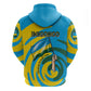 Rwanda Zip Hoodie with Imigongo Spiraling Flag Hand Wave Time Spirit