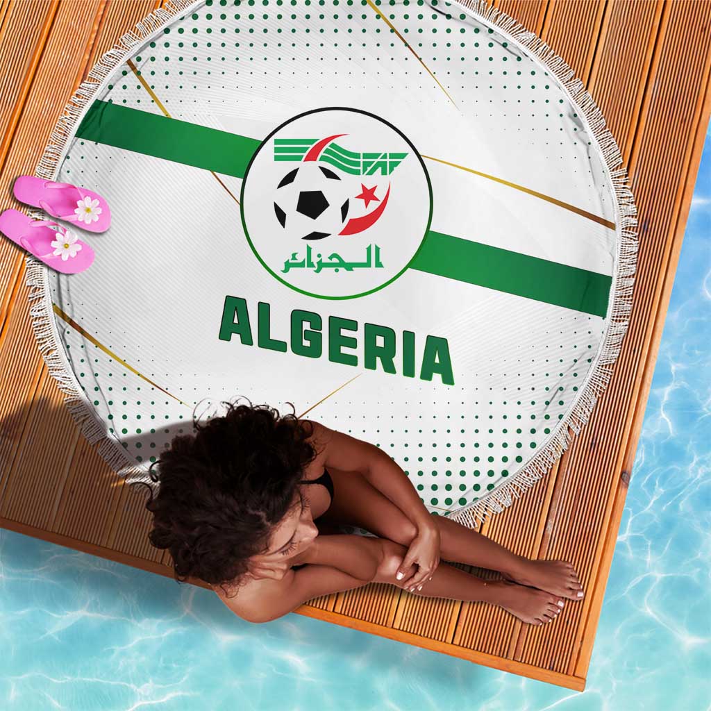 Algeria Soccer Beach Blanket with Desert Warriors Text and National Flag Design