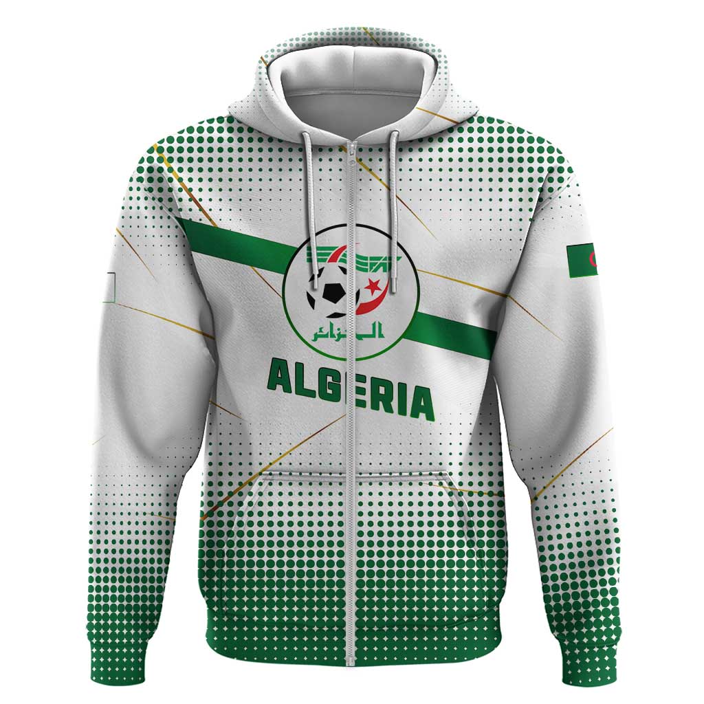 Algeria Soccer Hoodie with Desert Warriors Text and National Flag Design