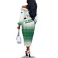 Algeria Soccer Off The Shoulder Long Sleeve Dress with Desert Warriors Text and National Flag Design