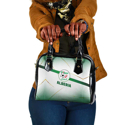 Algeria Soccer Shoulder Handbag with Desert Warriors Text and National Flag Design