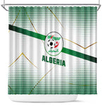 Algeria Soccer Shower Curtain with Desert Warriors Text and National Flag Design
