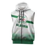 Algeria Soccer Sleeveless Zip Hoodie with Desert Warriors Text and National Flag Design - African Pride