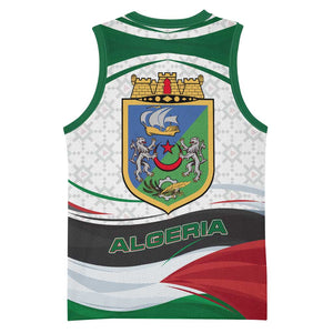 Algeria Basketball Jersey with National Flag and Coat of Arms Crest Design TS04