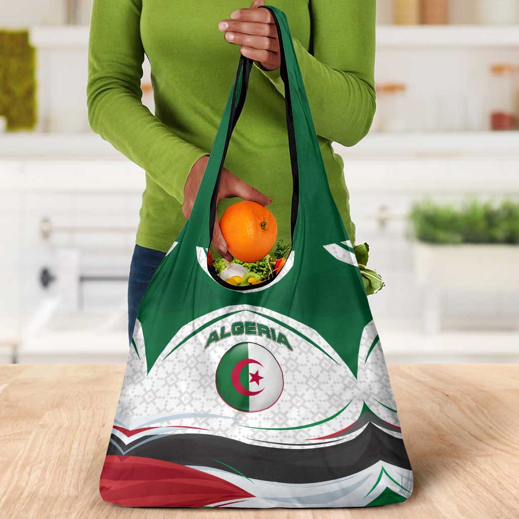 Algeria Grocery Bag with National Flag and Coat of Arms Crest Design