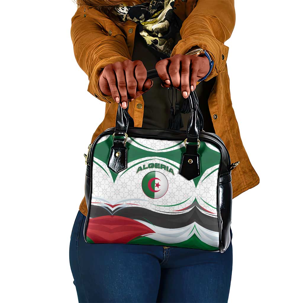 Algeria Shoulder Handbag with National Flag and Coat of Arms Crest Design