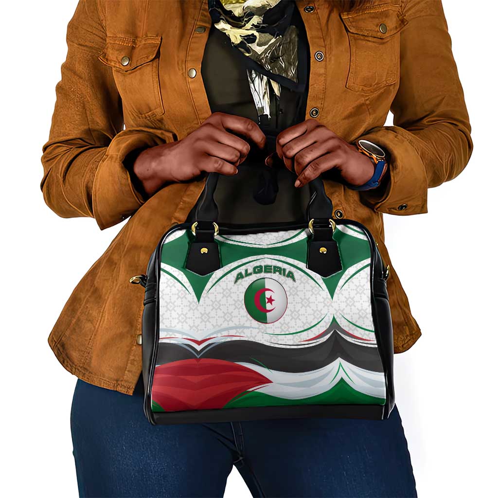 Algeria Shoulder Handbag with National Flag and Coat of Arms Crest Design