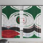 Algeria Window Curtain with National Flag and Coat of Arms Crest Design
