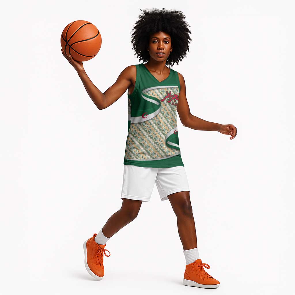 Algeria Basketball Jersey with Arabic Calligraphy and Traditional Pattern Design TS04