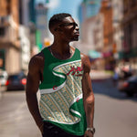 Algeria Men Tank Top with Arabic Calligraphy and Traditional Pattern Design