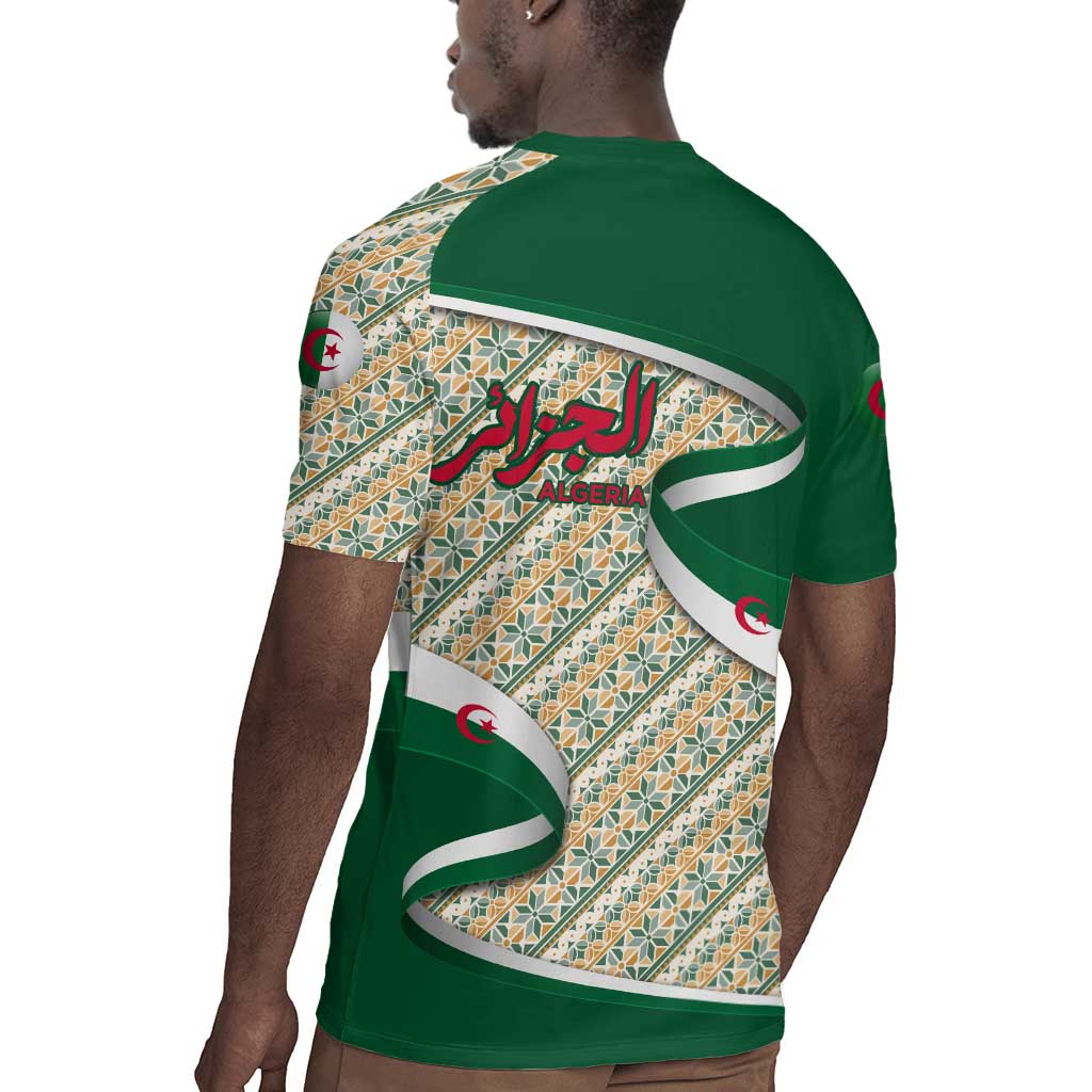 Algeria Rugby Jersey with Arabic Calligraphy and Traditional Pattern Design