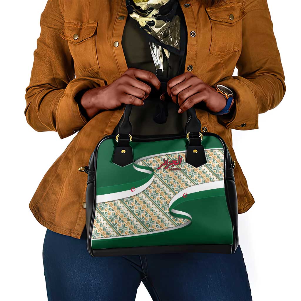 Algeria Shoulder Handbag with Arabic Calligraphy and Traditional Pattern Design