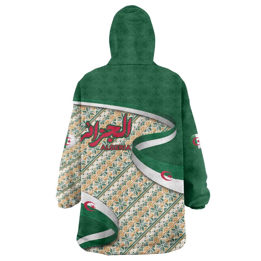 Algeria Wearable Blanket Hoodie with Arabic Calligraphy and Traditional Pattern Design