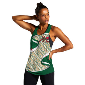 Algeria Women Racerback Tank with Arabic Calligraphy and Traditional Pattern Design