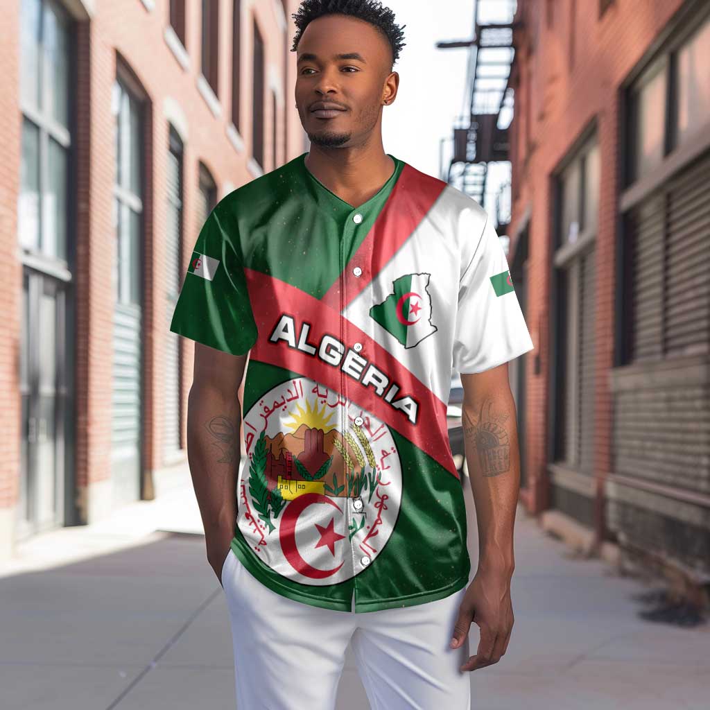 Algeria Baseball Jersey with National Emblem and Map Design