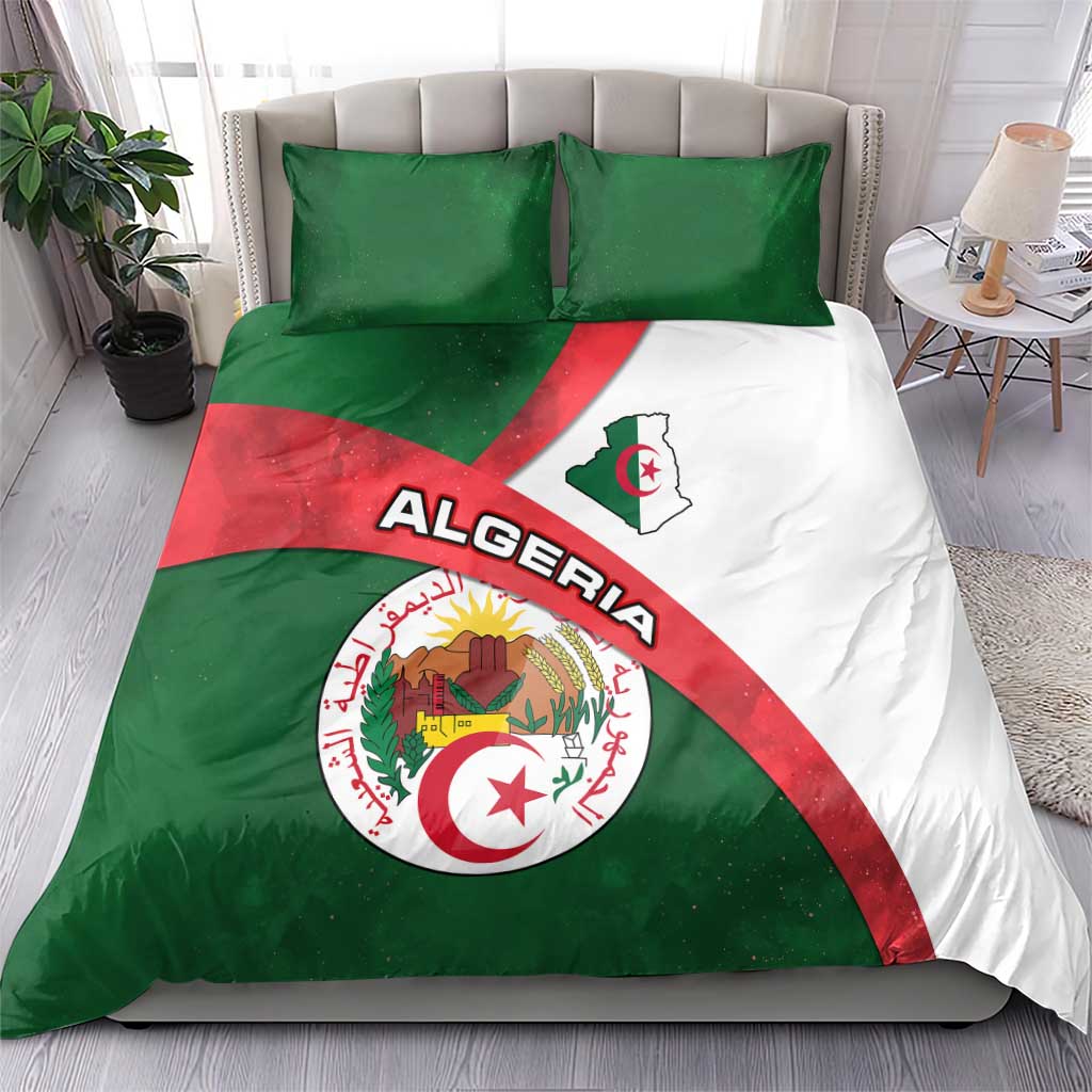 Algeria Bedding Set with National Emblem and Map Design