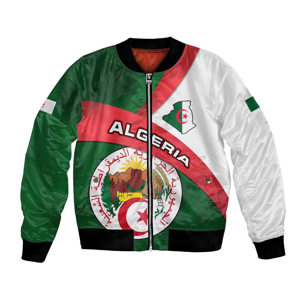 Algeria Bomber Jacket with National Emblem and Map Design
