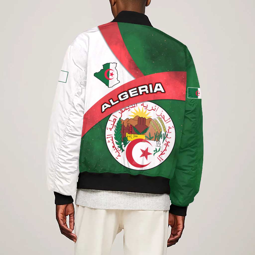 Algeria Bomber Jacket with National Emblem and Map Design