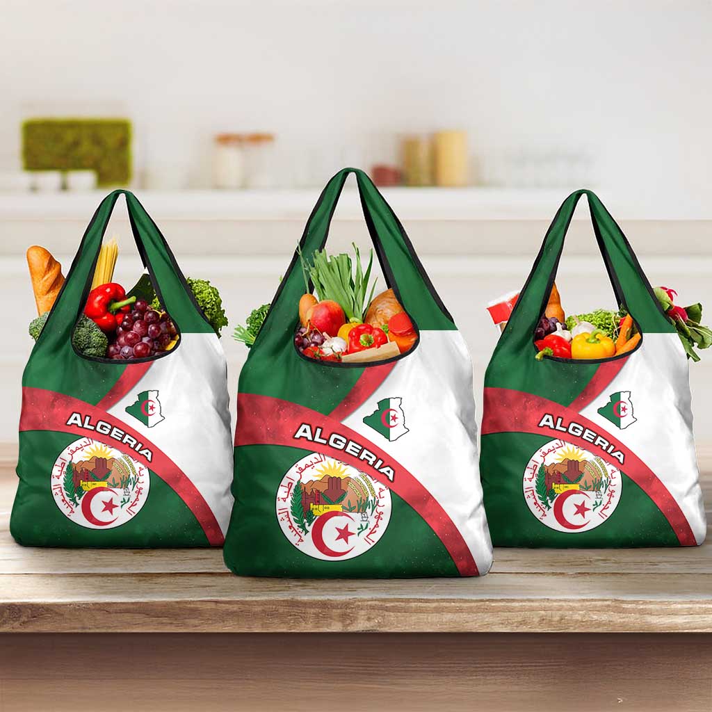 Algeria Grocery Bag with National Emblem and Map Design