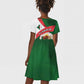 Algeria Kid Short Sleeve Dress with National Emblem and Map Design