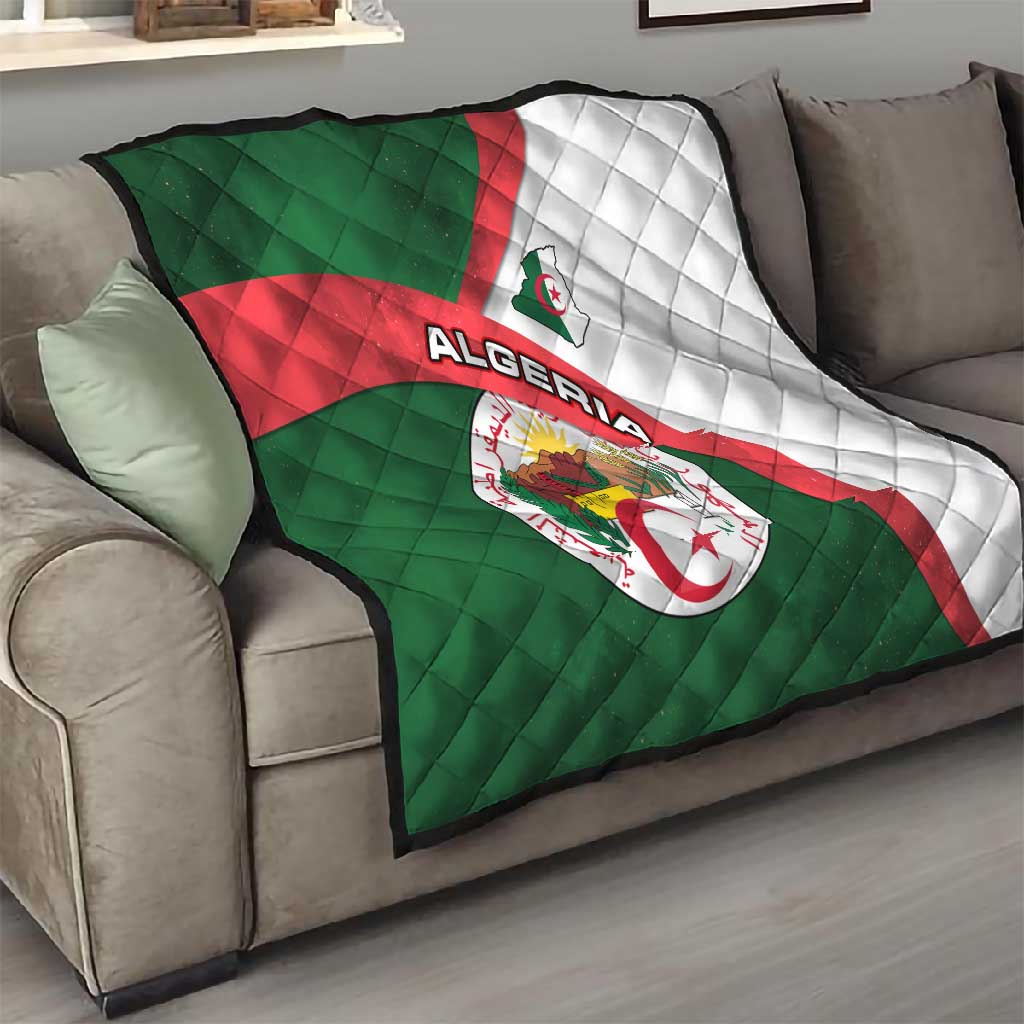 Algeria Quilt with National Emblem and Map Design