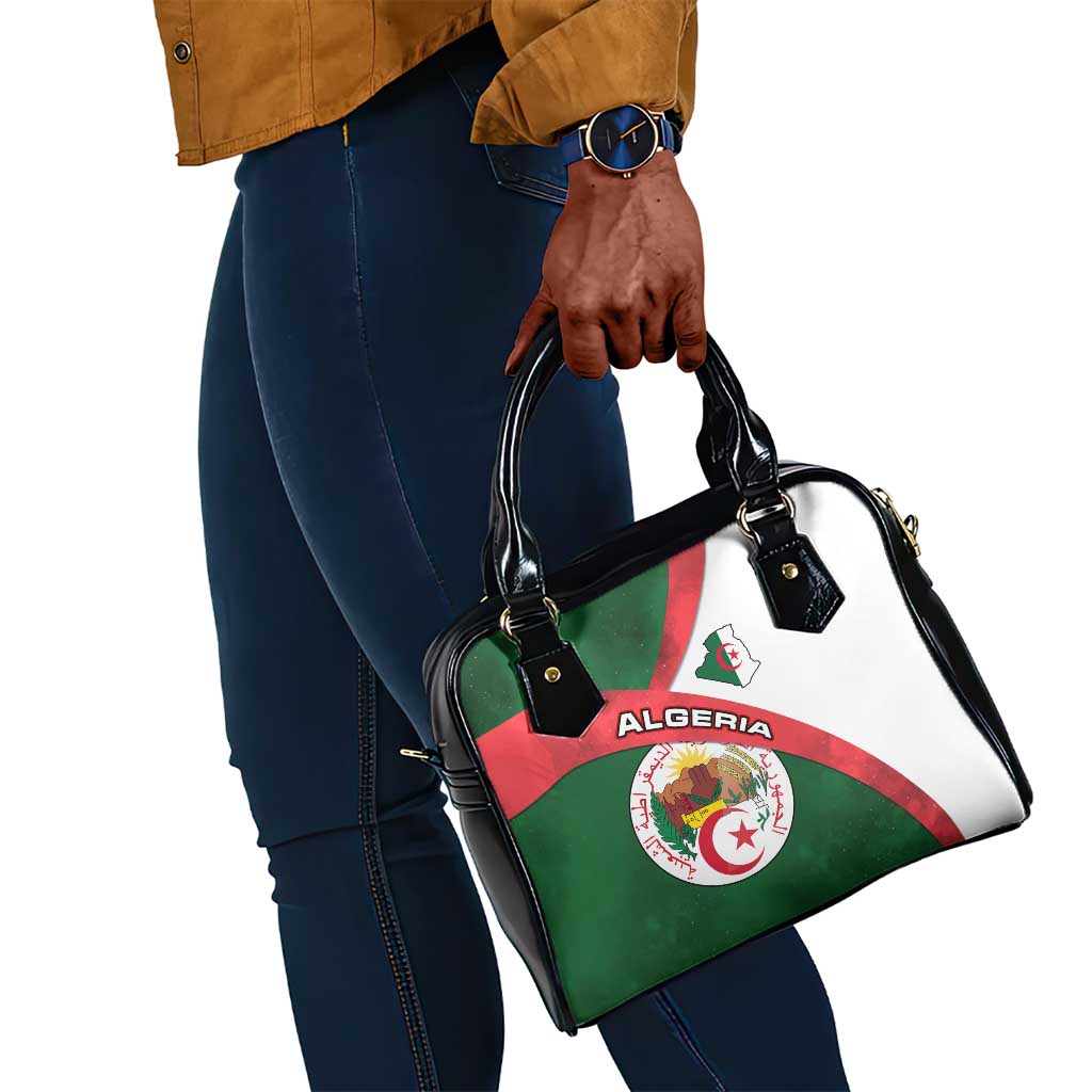 Algeria Shoulder Handbag with National Emblem and Map Design