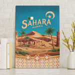 Sahara Algeria Canvas Wall Art with Desert Camel Landscape and Islamic Motif Design