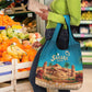 Sahara Algeria Grocery Bag with Desert Camel Landscape and Islamic Motif Design
