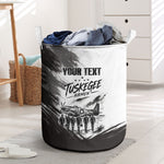 Personalized Tuskegee Airmen Laundry Basket Black And White Grunge WWII Aviation Art