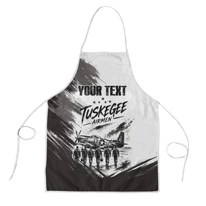 Personalized Tuskegee Airmen Apron Black And White Grunge WWII Aviation Art