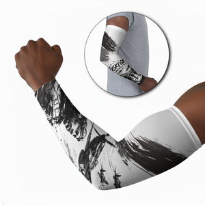 Personalized Tuskegee Airmen Arm Sleeves Black And White Grunge WWII Aviation Art