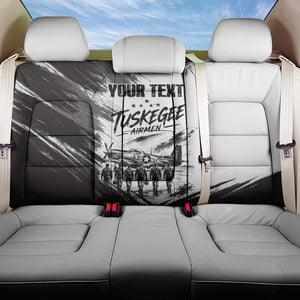 Personalized Tuskegee Airmen Back Car Seat Cover Black And White Grunge WWII Aviation Art