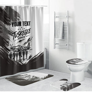 Personalized Tuskegee Airmen Bathroom Set Black And White Grunge WWII Aviation Art