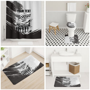 Personalized Tuskegee Airmen Bathroom Set Black And White Grunge WWII Aviation Art