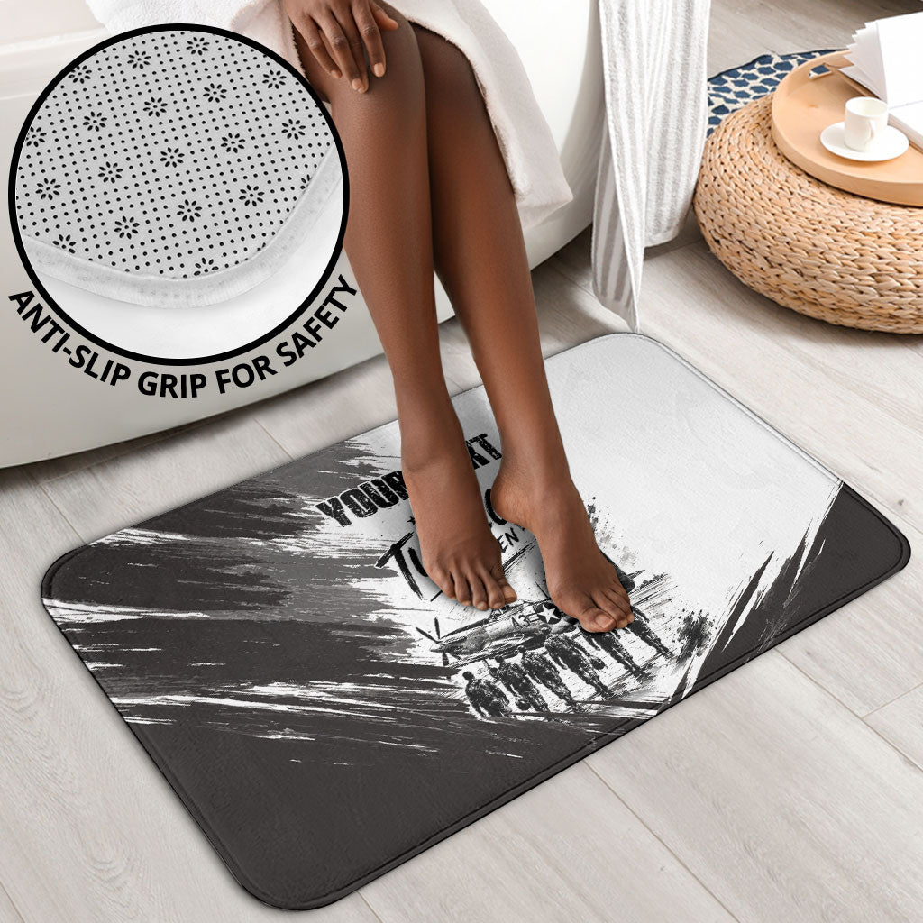 Personalized Tuskegee Airmen Bathroom Set Black And White Grunge WWII Aviation Art