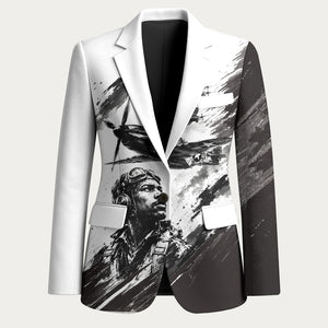 Personalized Tuskegee Airmen Blazer Black And White Grunge WWII Aviation Art