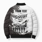Personalized Tuskegee Airmen Bomber Puffer Jacket Black And White Grunge WWII Aviation Art