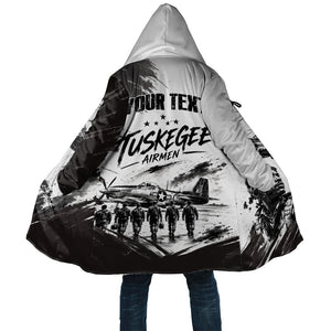 Personalized Tuskegee Airmen Cloak Black And White Grunge WWII Aviation Art