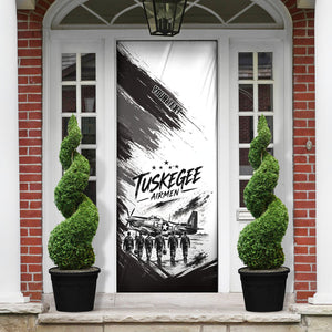 Personalized Tuskegee Airmen Door Cover Black And White Grunge WWII Aviation Art