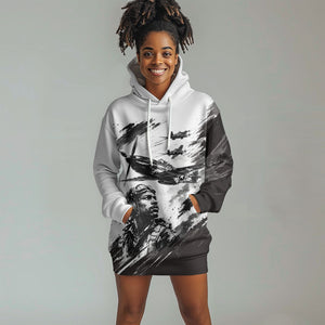 Personalized Tuskegee Airmen Hoodie Dress Black And White Grunge WWII Aviation Art