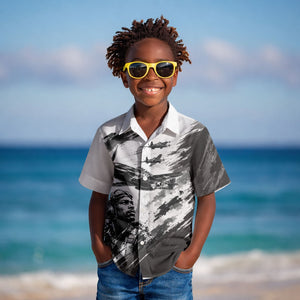 Personalized Tuskegee Airmen Kid Hawaiian Shirt Black And White Grunge WWII Aviation Art