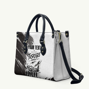Personalized Tuskegee Airmen Leather Bag Black And White Grunge WWII Aviation Art