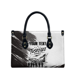Personalized Tuskegee Airmen Leather Bag Black And White Grunge WWII Aviation Art