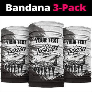 Personalized Tuskegee Airmen Neck Gaiter Black And White Grunge WWII Aviation Art