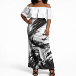 Personalized Tuskegee Airmen Off Shoulder Maxi Dress Black And White Grunge WWII Aviation Art