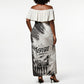 Personalized Tuskegee Airmen Off Shoulder Maxi Dress Black And White Grunge WWII Aviation Art