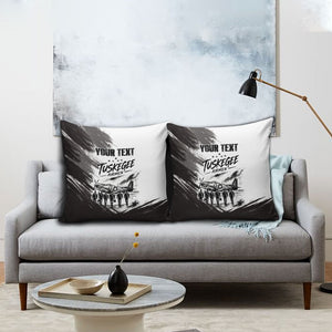 Personalized Tuskegee Airmen Pillow Cover Black And White Grunge WWII Aviation Art