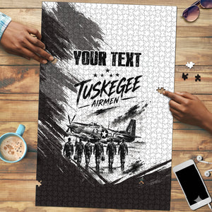 Personalized Tuskegee Airmen Puzzle Black And White Grunge WWII Aviation Art